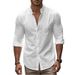 2024 Autumn Men's Long Sleeve Stand Collar Plus Size Slim Fit Casual Cotton Shirt_voghion.com