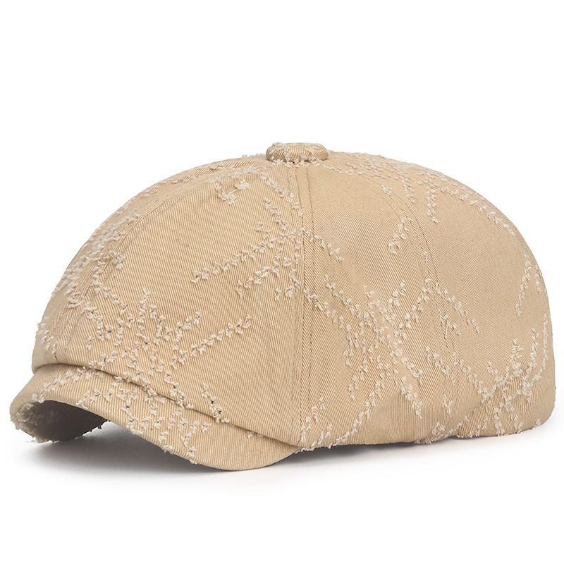 2024 Wiosna Lato Męskie i Damskie Berety Vintage Hole Break Leisure Octagonal Korean Edition Literary Youth Hat_voghion.com