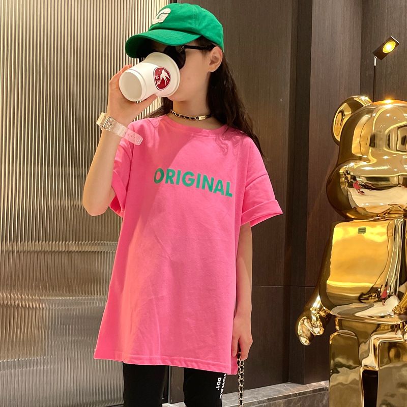 Ropa de verano para niñas 2024, nueva camiseta fina de manga corta para niños grandes, camiseta de moda para niños_voghion.com