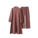 Women's Clothing comfortable solid color split mushroom buckle elastic sleeve Muslim women's suit in stock_voghion.com