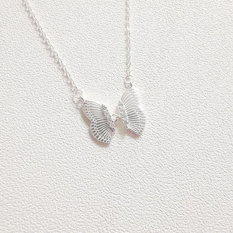 Sterli VENUS  Sier Butterfly Zircon Wi Necklace for Women Girl Design Temperament Jewelry Girls' Gift               s'_voghion.com