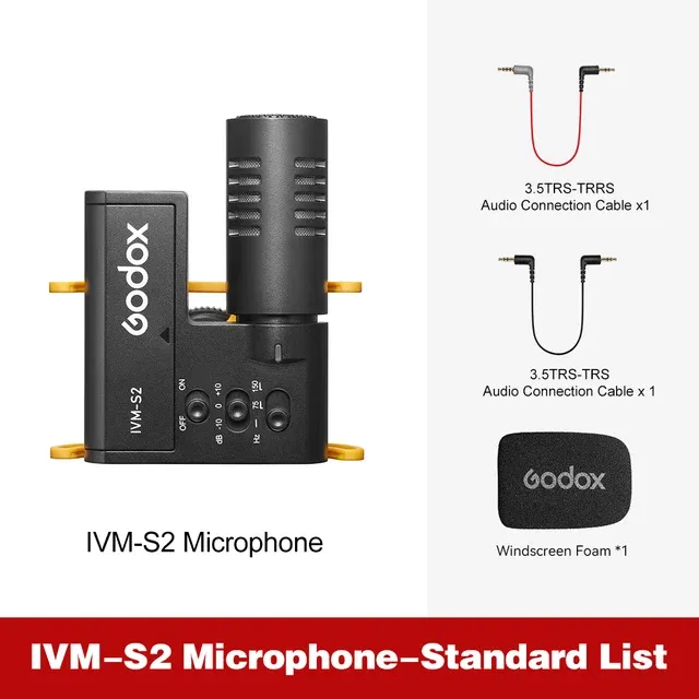 GODOX IVM-S2 Compact Shotgun voor mobiele telefoon Micro SLR-camera Opname Interview Professionele cardioïde microfoon_voghion.com