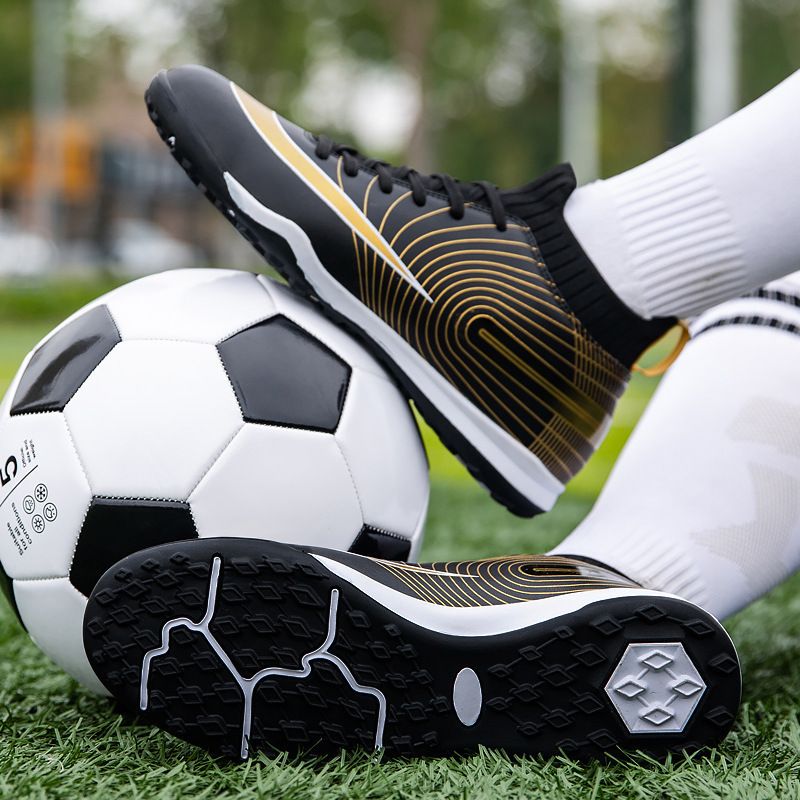 Fußballschuhe mit goldenen Sohlen für Herren, hohe Spitzen, gebrochene Nägel, CuHK, Kinder, Studenten, Erwachsene, Match AG, Spike-Turnschuhe_voghion.com