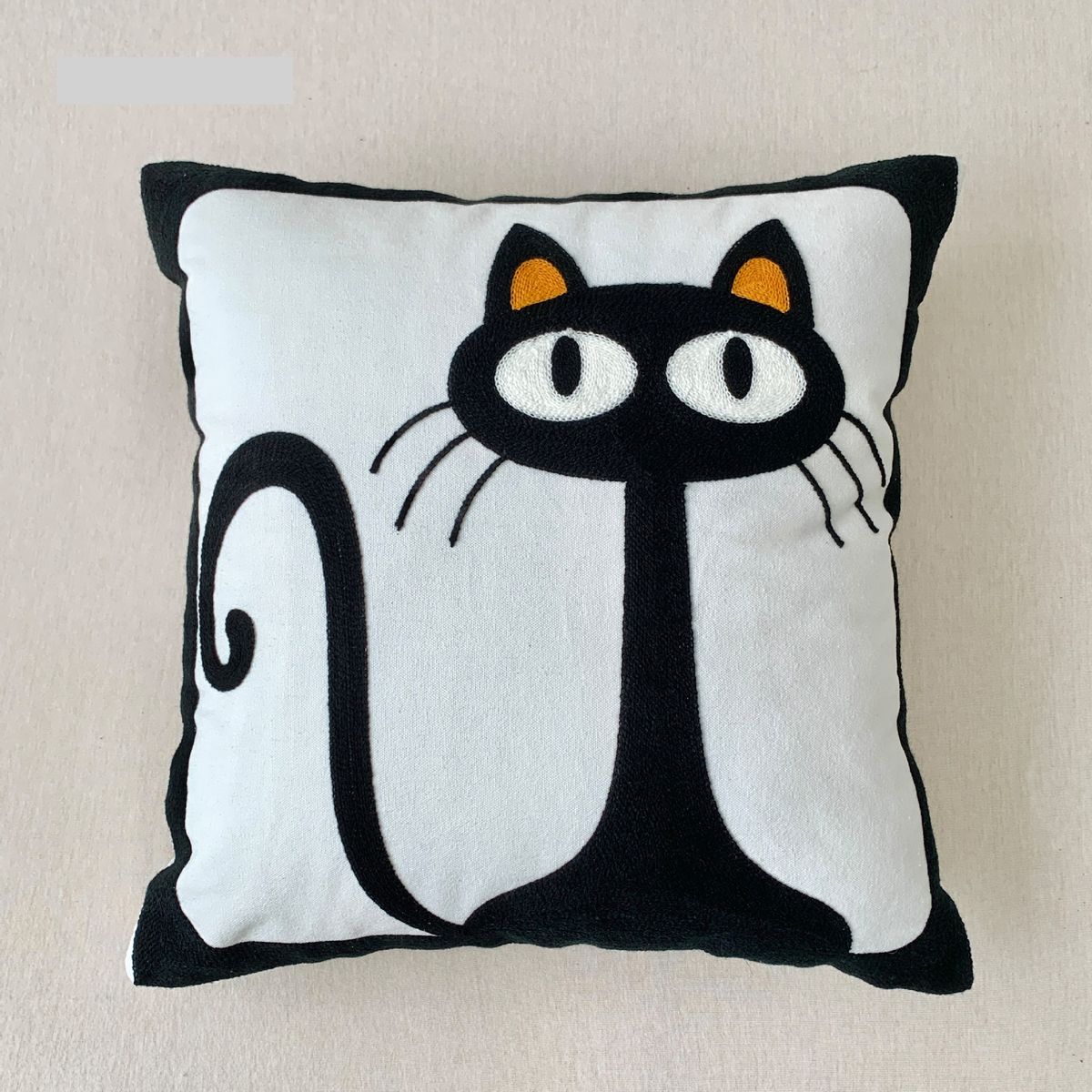 Cuscino da tiro con ricamo a forma di gatto nero, piccolo, fresco e carino, per divano, sala espositiva, trasmissione in diretta, alta qualità_voghion.com