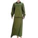 Women's Clothing new Middle Eastern Muslim women's loose long-sleeved shirt casual two-piece set_voghion.com