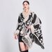 Wool-collar jacquard knit shawl cape hairball plus size cardigan coat_voghion.com