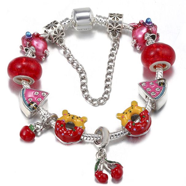 Charm Bracelets Summer Style Red DIY Bracelet Women Donut Watermelon Cherry Beaded Pendant Bracelet_voghion.com