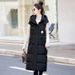 Women's Long Puffer Vest With Hood - Oversized Knee-Length Quilted Coat, Zip-Front Casual Layering Piece For Winter_voghion.com