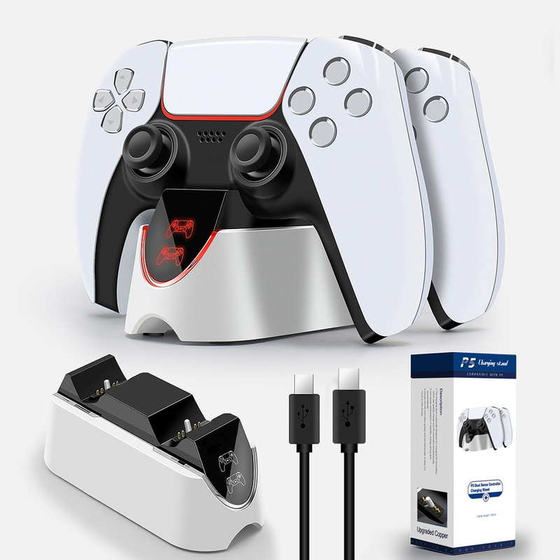Dual Fast Playstation 5 Controller Charger Charging Cradle Dock Station With LED Indicator For PS5_voghion.com