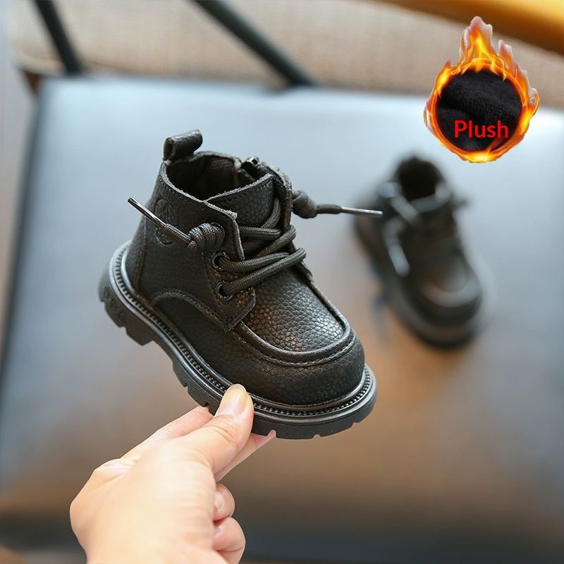 Chaussures de marche ToyPulse pour bébés et jeunes enfants d'un an, style bottines Martin, semelle souple, doublure polaire, faciles à assortir, collection automne-hiver._voghion.com