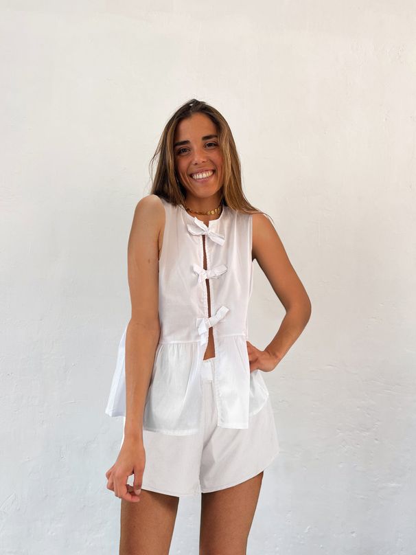 Damenbekleidung New Ins Style Damenmode Shorts Anzug Strandweste Krawatte Gestreifter ärmelloser Shorts Anzug_voghion.com