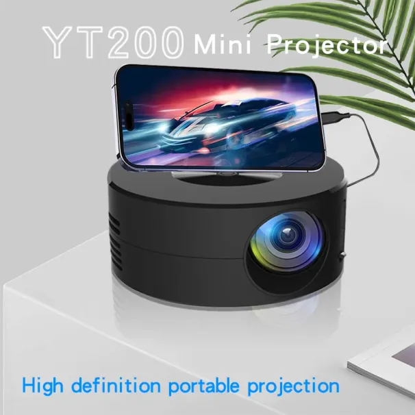Mini proiettore LED YT200 per home theater, video mobile 1080P, schermo di sincronizzazione USB, proiettore per smartphone_voghion.com