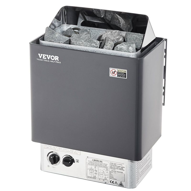 Sauna Heater, 6KW 220V Electric Sauna Stove, Steam Bath Sauna Heater With Built-In Controls, 3h Timer And Adjustable Temp For Max. 176-318 Cubic Feet, Home Hotel Spa Shower Use, FCC Certification_voghion.com