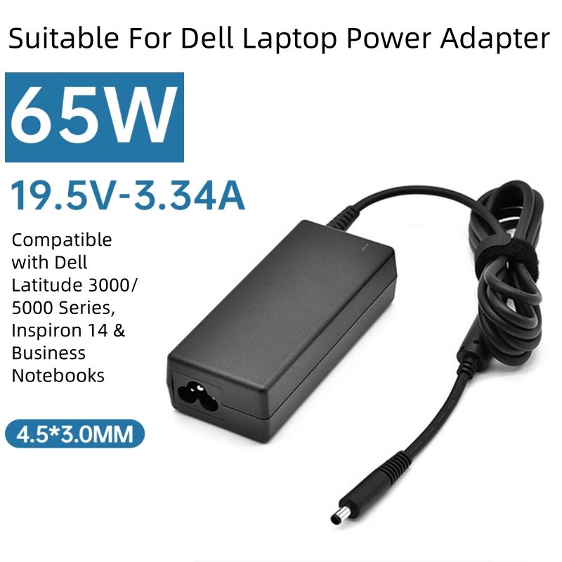 65-W-Netzteil, geeignet für Dell-Laptops, 19,5 V, 3,34 A, Ladegerät mit 4,5 x 3,0 mm, kompatibel mit Dell Latitude 3000/5000-Serie, Inspiron 14_voghion.com