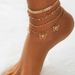 4-Piece Set Of Fashionable Simple Multi-Layer Metal Airplane Chain Hollow Butterfly Inlaid Diamond Anklets For Women_voghion.com
