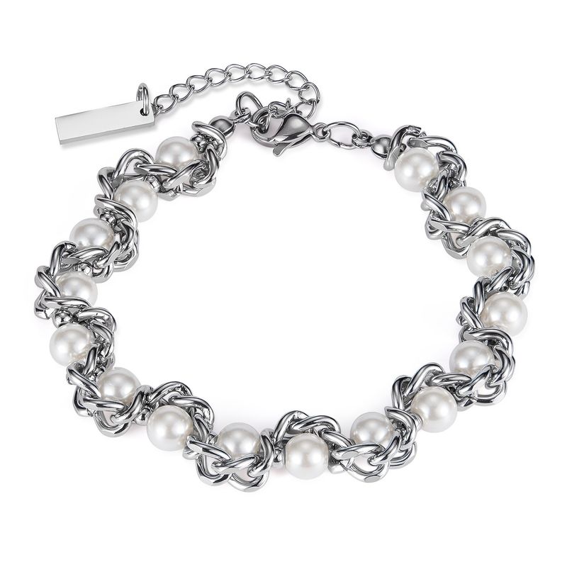 Set di gioielli da donna, personalità alla moda, braccialetto creativo, design di nicchia femminile, stile dolce e fresco, collana con catena di perle e acciaio al titanio._voghion.com