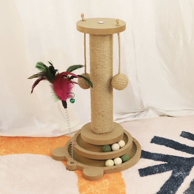 Durable Non-Shedding Scratching Post Sisal Claw Board Toy Self-Entertainment Vertical Cat Climbing Frame Integrated_voghion.com