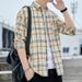 Camicia a quadri da uomo a maniche lunghe, ampia e casual, elegante, comoda, ampia e abbottonata, da indossare tutti i giorni._voghion.com