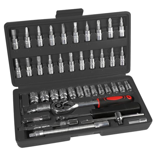 46~216 PCS Socket Set 1/2' 3/8' 1/4' Drive Ratchet Spanner Car Repair Tool Kit_voghion.com