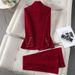 Ensemble tailleur en laine premium pour femme – Blazer et pantalon élégants pour le bureau et les occasions formelles (Kaki/Noir/Rouge, S-4XL)_voghion.com