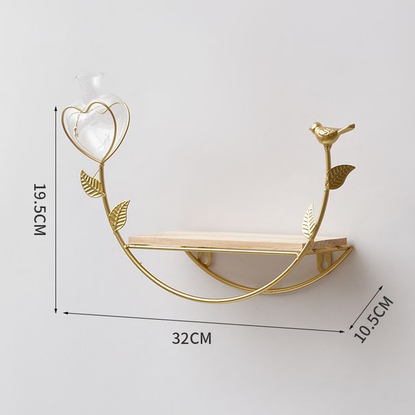 Nordic Iron & Wood Wall Shelf Set – No-Drill Floating Shelves For Living Room, Bedroom & Entryway – Gold Geometric Display & Storage Solution_voghion.com