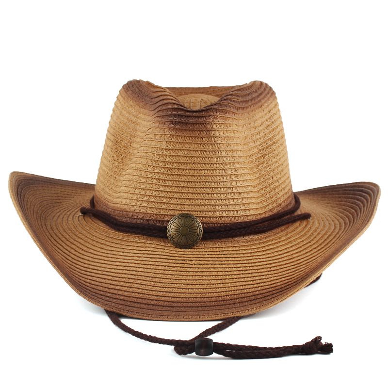 2024 Spring Classic Men's and Women's Retro Art Style Western Cowboy Straw Hat Outdoor Curved Sun Visor Hat Jazz Hat_voghion.com