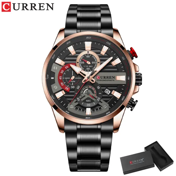 CURREN Multifunctional Quartz Men's Watch Sport Stainless Steel Strap Luminous Watch With Automatic Date Часы Мужские Наручные_voghion.com