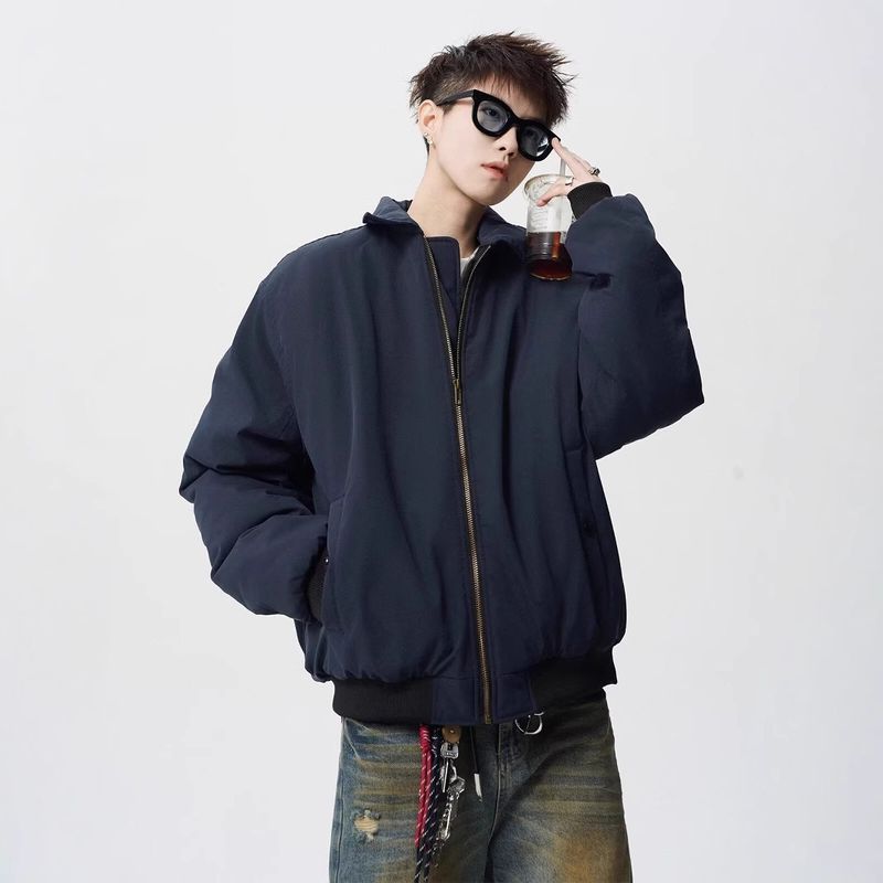 Giacca da uomo oversize con colletto da baseball, tuta da volo, giacca elegante, nuovo stile primaverile_voghion.com