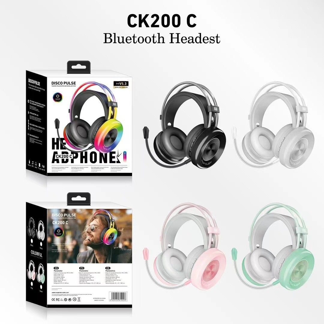 Nye CK200C hovedmonterede Bluetooth RGB Light Computer-specifikke gaming-øretelefoner_voghion.com