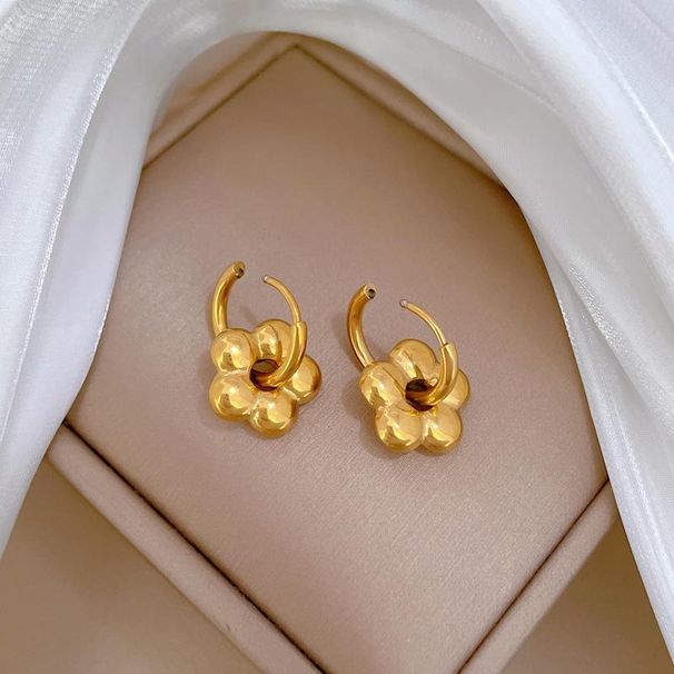 Orecchini pendenti a forma di fiore in acciaio inossidabile per donne e ragazze, alla moda, con ciondolo, fibbia per orecchini, gioielli da sposa, regalo_voghion.com