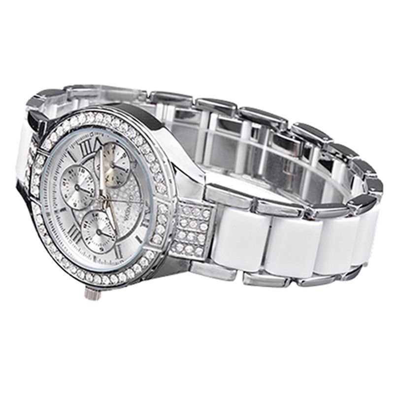 Yamaler Damen-Armbanduhr, modisch, römische Ziffern, Strass-Legierung, analoges Quarz-Kleid_voghion.com