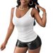 Women's Clothing New Summer Solid Color Sexy Hot Girl Sleeveless Casual V Neck Vest Top_voghion.com