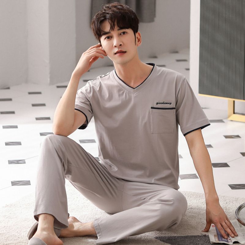 Men's summer Modal cotton silk short pants home wear men's loose half sleeved spring thin set_voghion.com
