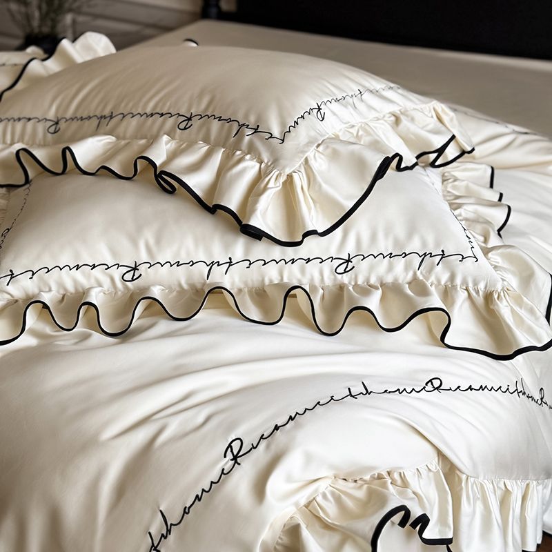 French Romantic Ruffled Lace Ice Pillowcase Set Of Two High-end Washable Silk Summer Cool Pillow Cover_voghion.com