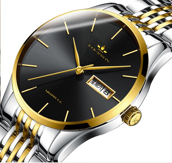 Orologio FOURRON da uomo, non meccanico, impermeabile, con calendario, al quarzo, ultra sottile, in acciaio, per studenti_voghion.com