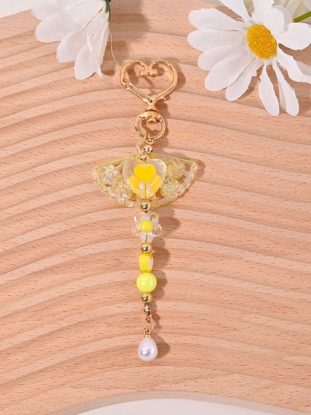 Porte-clés pendentif pour téléphone portable en forme de cœur en forme d'éventail_voghion.com