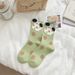 Hand Drawn Animal Print Cotton Socks Cartoon Pattern Crew Socks, Breathable Seamless Comfortable Casual Socks, Multi-Color Dotted Design_voghion.com