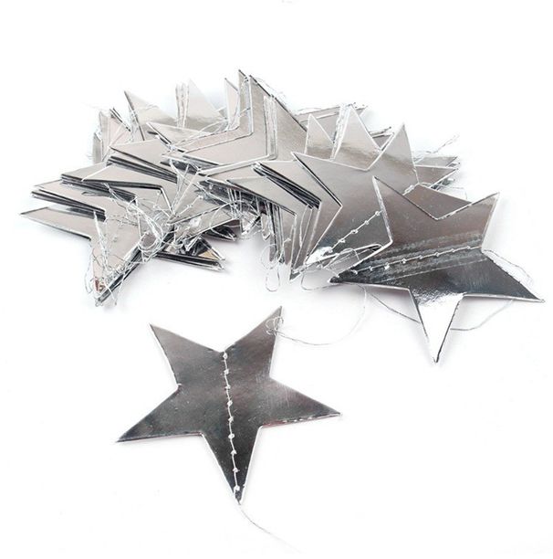 Gold blue silver multi color five pointed star flower hanging ornaments paper string holiday party props decoration ornaments_voghion.com