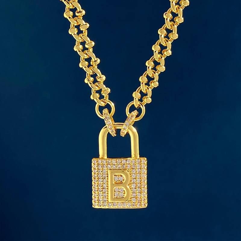 Designer-Diamant-Schloss-B-Butaben-Anhänger-Halsketten-Armband Damen, Modeschmuck, Party-Hochzeitsaccessoires, Bestes_voghion.com