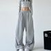Women's Casual Jogger Pants High Waist Wide Leg Lounge Pants With Pockets Soft Polyester Workout Sweatpants Streetwear Fashion_voghion.com