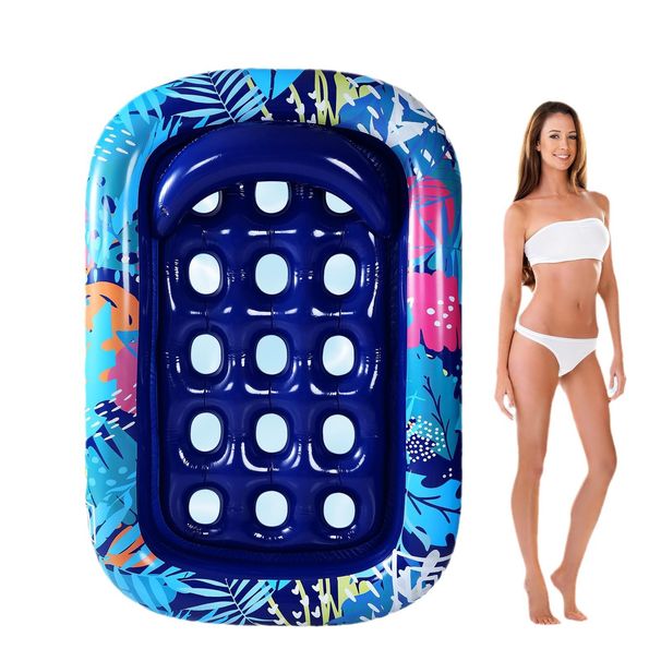 Täispuhutav vesi ühekordne ujuv rida päikesekaitse päikesevarju auk lamamistool ujuvvoodi basseini veemänguasi veevoodi_voghion.com