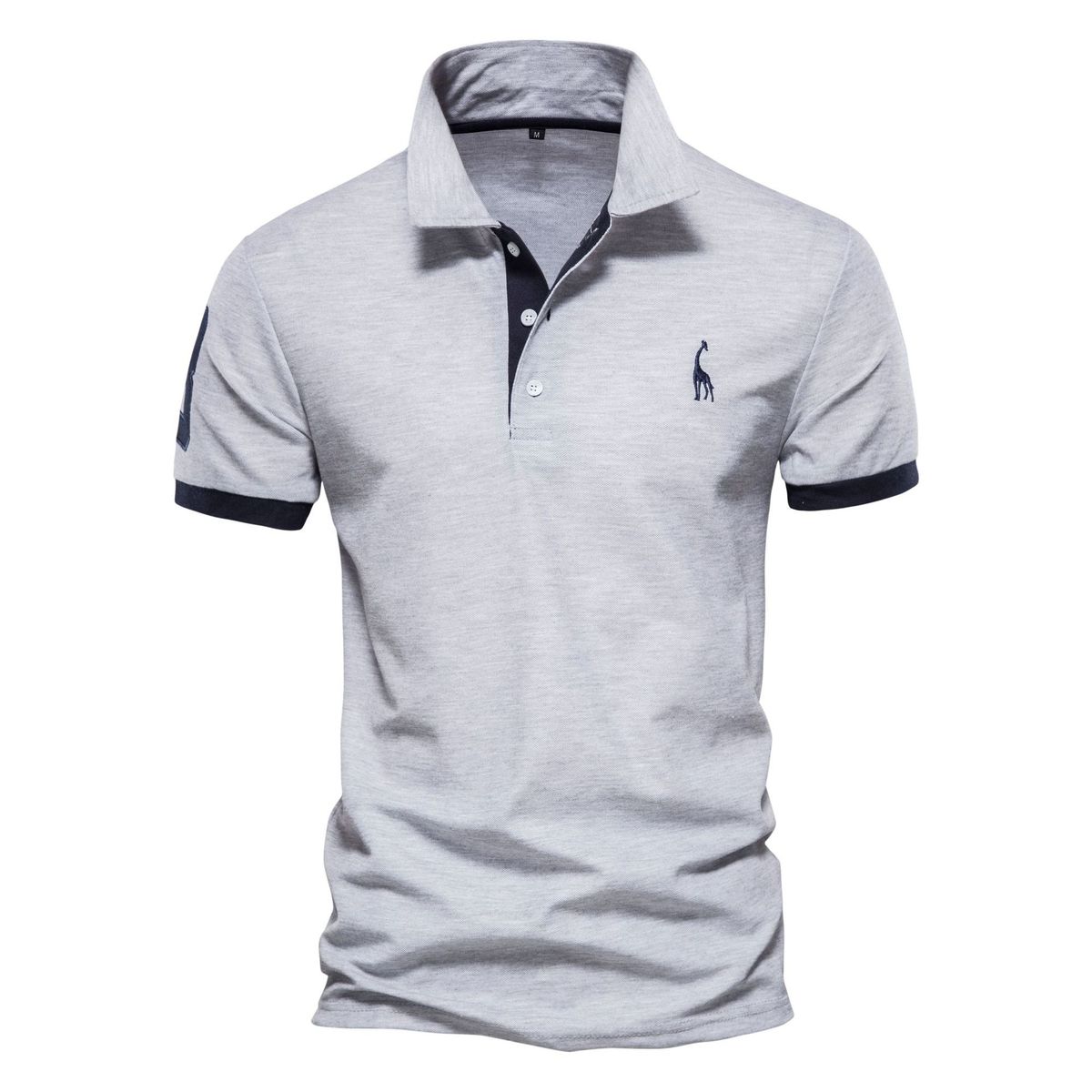 Grenzüberschreitendes heißes, mit Rehkitz besticktes Poloshirt mit kurzen Ärmeln und rotem Mesh-Revers für Herren-T-Shirt im Großhandel_voghion.com