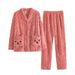 Bear Pajamas Women's Autumn And Winter Long-sleeved Fleece Thickened Warm Loungewear Set_voghion.com
