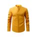 Men's Stand Collar Long Sleeve Stretch Spring Autumn Business Casual Shirt New Top_voghion.com