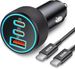 67W 3-ports ultrahurtig type C biloplader USB C til Samsung Galaxy S25 S24 S23 S22 S21 Ultra A54 A53 A15, iPhone 16/15 Pro Max, Android, PD/QC biladapter_voghion.com
