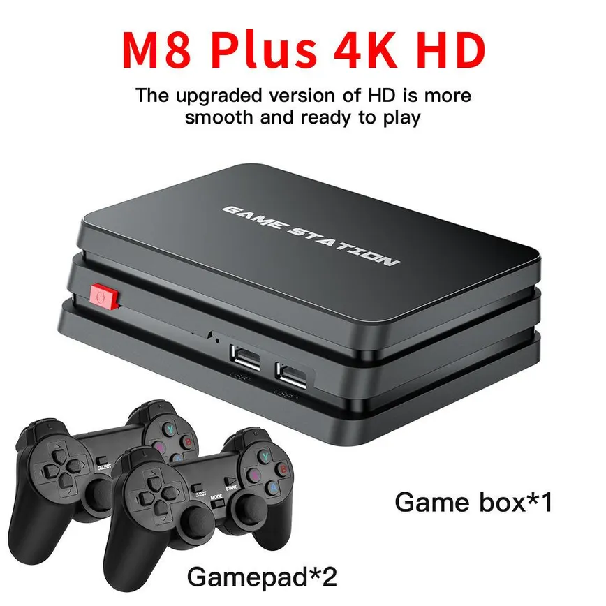 M8 PLUS TV Set Top Box Console HDMI Game Quad Controller 10000 Emulator 2.4G Wireless_voghion.com