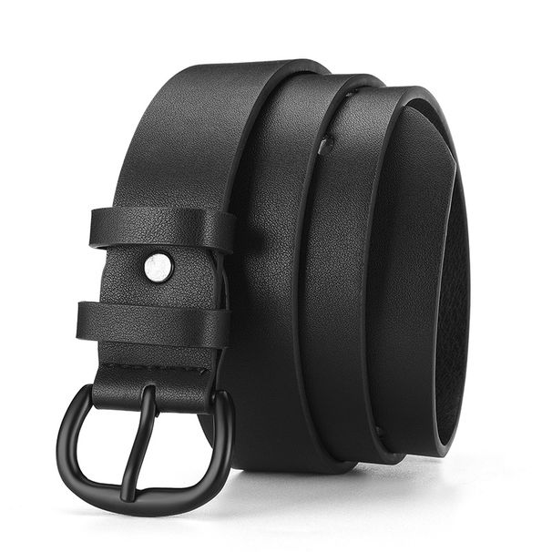 Nieuwe vrijetijdsdubbele ring voor heren en dames met elektrisch smeltende zwarte naaldgesp-simulatieriem_voghion.com