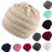Women's ponytail knitted hollow top sweater autumn and winter multi-color pullover hat without CC logo_voghion.com
