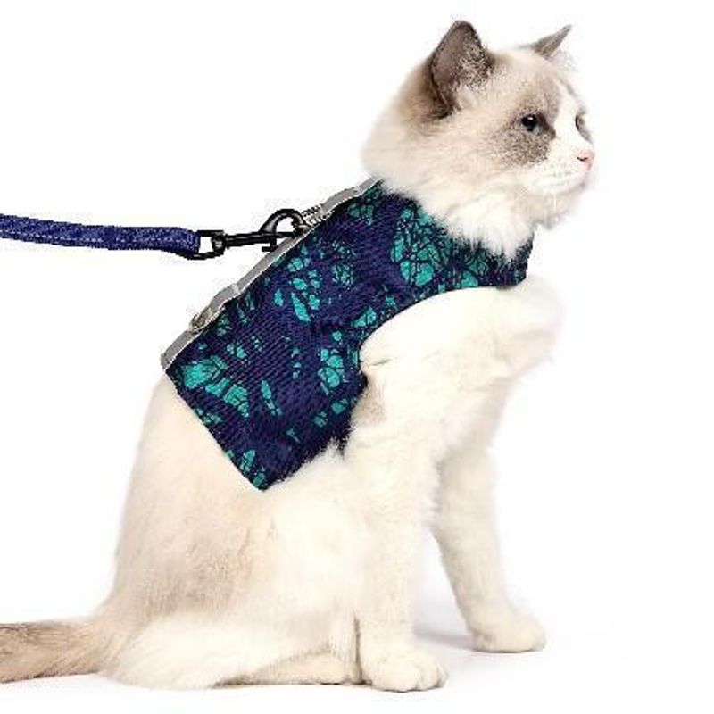 Cat Carrier And Belt Walk Escape Proof Air Mesh Fabric Outdoor Walking Vest With Reflective Strips Cute Cats And Puppies_voghion.com