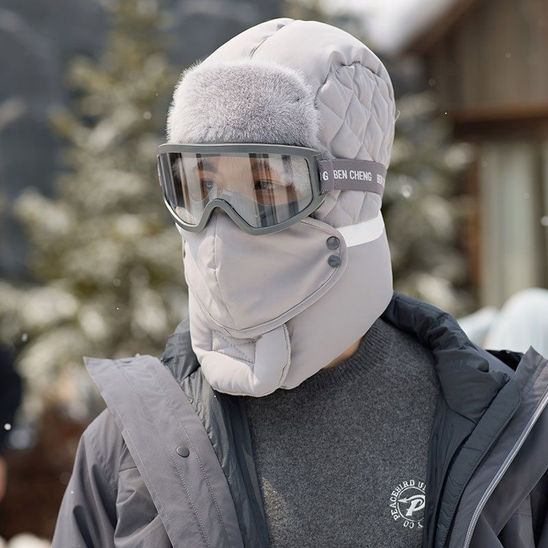 Maschera antivento per esterni, per occhi e orecchie, foderata in pile spesso, scaldacollo invernale da uomo, in un unico pezzo di cotone, Lei Feng_voghion.com
